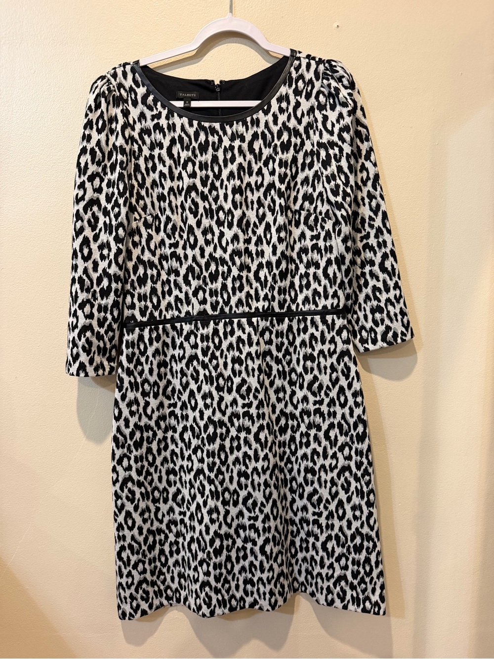 Talbots Black and White Animal-Print Midi Dress
